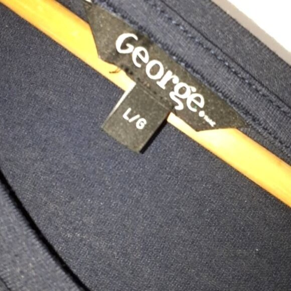 George Navy Blue Eyelet Lace Flutter Sleeve Shirt Women's Size L - Picture 4 of 7